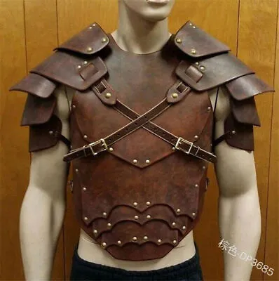 Medieval Chest Armor Leather Gladiator Samurai Spaulders Armor Cosplay Costume • $39.20