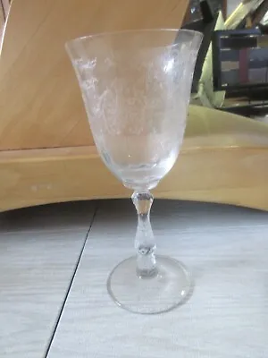 Vintage Fostoria Navarre Clear 7-5/8  Water Goblet Etched Floral Wine Glass • $24