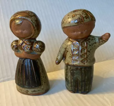 Vintage Viking Boy And Girl Salt & Pepper Shakers 1960s Art Pottery Japan • $11