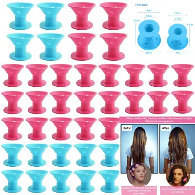 10PCS No Heat Soft Silicone Hair Curlers Clip Heatless Rollers Care Magic DIY • £4.07