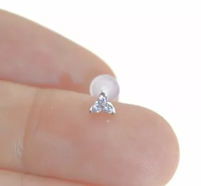 £4.99 • Buy Triskele Crystal Labret Lip Bar Monroe Bioflex Push Fit 16g 6-8mm Celtic Pagan