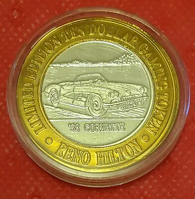 $79.99 • Buy HILTON Reno $10 Gaming Token Limited Edition/.999 Fine Silver/58 CORVETTE 