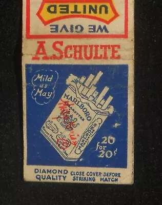 1920s? Diamond Quality Marlboro Cigarettes Mild As May A. Schulte Cigar Stores • $5.82