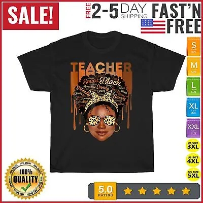 Black Teacher Love Melanin Leopard Glasses Vintage T Shirt Men Women Fashion • $11.87