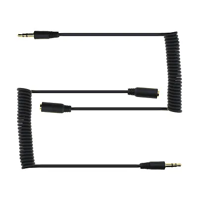 £7.07 • Buy 2x 3.5mm Stereo Jack Male To Female Coiled Headphone Audio Extension Wires