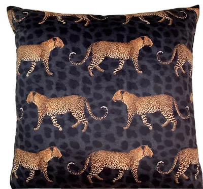 Leopard Printed Cushion Cover Dots Panthers Black Orange Grey Velvet 16  - 24  • £29.99