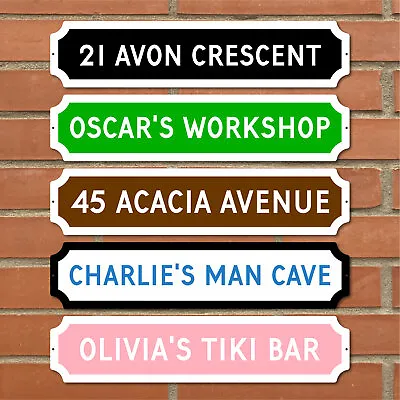 Personalised ANY TEXT Sign On METAL Street Plaque Door Wall Railway Family Gift • £26.39
