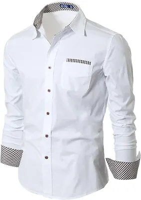 Doublju Mens Casual Dress Shirts With Tie WHITE Asian XL(HAS) • £15.99
