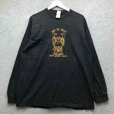 Vintage 90s Buddha Rub My Belly For Good Luck T-Shirt Men's XL Buddha Black • $24.99