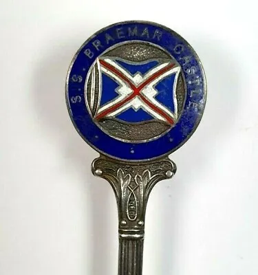 S.S Braemar Castle Silver Enamel Souvenire Teaspoon - Union-Castle Line - Ship • £44.89