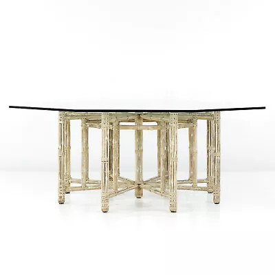 McGuire For Baker Furniture Mid Century Bamboo And Glass Hexagonal Dining Table • $6295