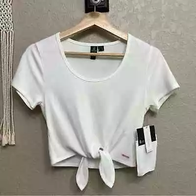 NWT Volcom SZ S Crop Top Tie Front Ribbed Top White • $8