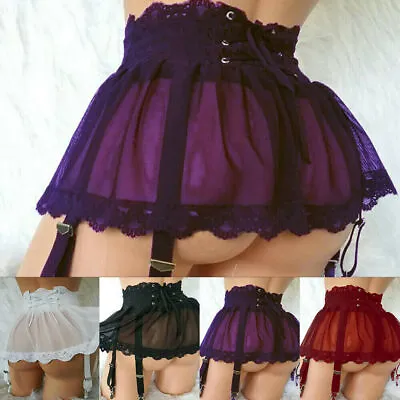 Sexy Womens Lace Skirt Dress Lingerie Suspender Garter Belt Nightwear Sleepwear • £7.99
