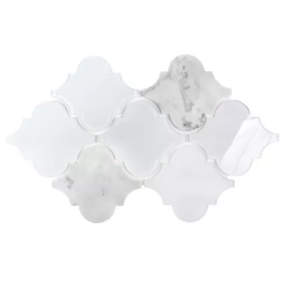 Glass And Marble Tile Mosaic Adria Arabesque Kitchen Bathroom Backsplash White • $4