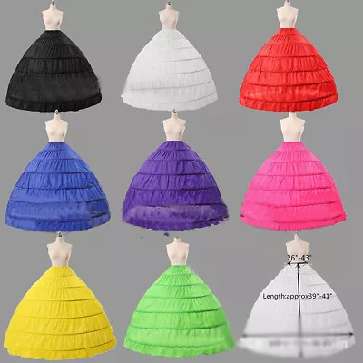 6Hoop Colorful Bridal Petticoat Hoop Skirt Crinoline Slip Wedding Gown Halloween • $29.99