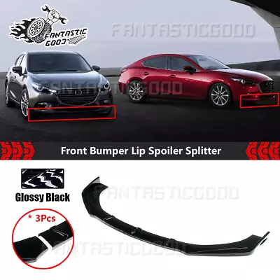 For Mazda 3 Sedan / Hatchback 03-22 JDM Black Front Bumper Lip Spoiler Splitter • $55.89