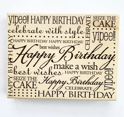 $16 • Buy Hero Arts Design Block Birthday Background Wood Mounted Rubber Stamp 