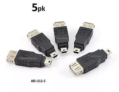 5-PACK USB 2.0 Mini-B 5-Pin Male To USB A Female Converter Adapter AD-U11 • $12.75