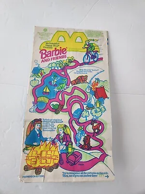 McDonald's 1994 Vtg Happy Meal Barbie/ Hot Wheels Empty Kids Meal Bag New • $3