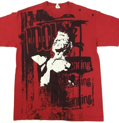 Vtg Billy Idol Standing T-Shirt All Over Script Logo Rock Band Tour Concert Sz M • $44.79