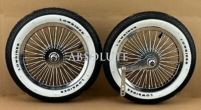 Vintage Lowrider 12  Chrome 52spoke Bicycle Wheel Set 14g W/lowrider Brick Tires • $252.89