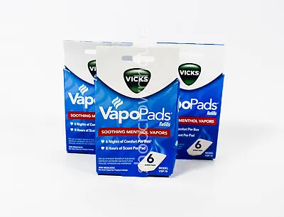 3 Vicks VapoPads Refills 6 Scent Pads X3 Soothing Menthol Vapors • $16.99