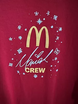 McDonalds Employee Y2K Large Red T Shirt Christmas Mariah Carey Holiday • $16.99