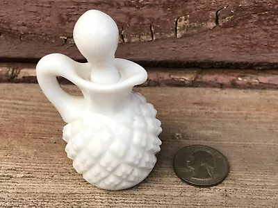 Vtg Diamond Point Milk Glass Miniature Perfume Bottle & Stopper Cruet Style • $29.95