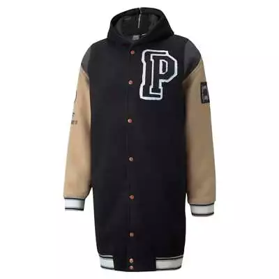 Puma Varsity Signature Hooded Jacket Mens Black Casual Athletic Outerwear 532089 • $79.99