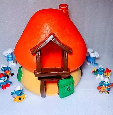Smurf Village- Rare Vintage Orange Mushroom Bully Smurf House Maison Schtroumpf • $76.85