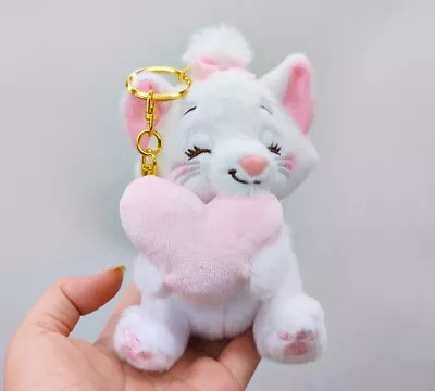 Disney Store Keychain Aristocats Marie Fluffy Plush Toy Smile Hugging Heart New • $12.42