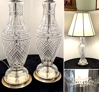 Vintage Set Of 2 WATERFORD CRYSTAL Tramore 36  Tall Table Lamps IRELAND • $1495