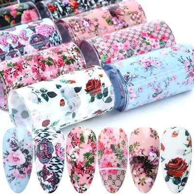 £0.99 • Buy 10 X MIXED ROSES FLOWERS 💖 Nail Art Foils 💖 Nail Transfer Foil 💖Decal Sticker