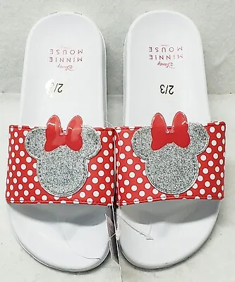 Disney Minnie Mouse Youth Girls Glitter Slide Sandals Size 2/3-New • $8.40