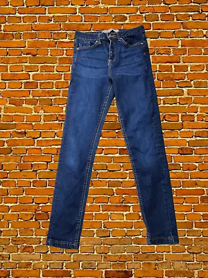 Womens Miss Selfridge Petites Size Uk 6 Blue Mid Rise Super Skinny Denim Jeans • £9.59