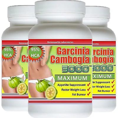 $12.95 • Buy 3 X Bottles Garcinia Cambogia Extract 95% HCA Natural  Weight Loss Diet FAT BURN