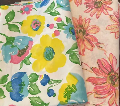 Vtg. Mod Floral Linen/cotton Woven Fashion Fabrics • $24.99