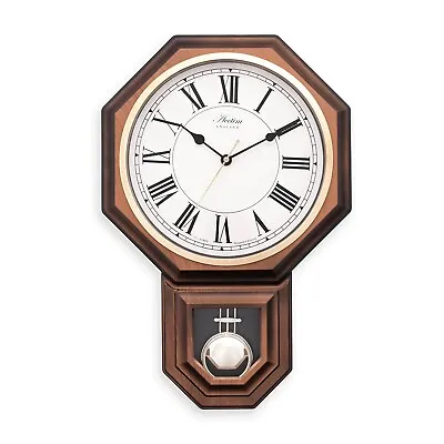 Acctim Woodstock Pendulum Wall Clock Quartz Pendulum Movement Dark Wood Effect • £29.99
