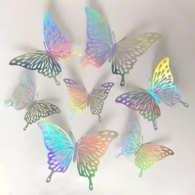 D-TYPE 12-piece Pack 3D Hollow Butterfly Stickers Art Party Wall Decoration Home • £2.98