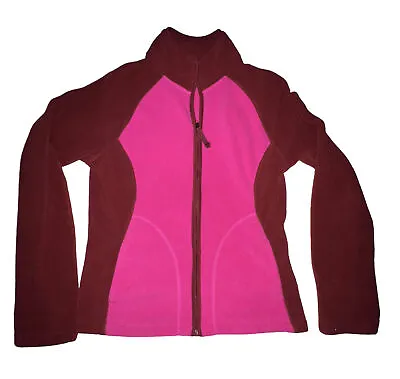 Merona Women's Red And Pink Zip Up Fleece Jacket Pockets Mock Neck Size XS • $16.88