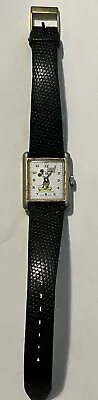 Vintage Rectangular Disney Mickey Mouse Swiss Winding Wind-up Registered Edition • $271.48