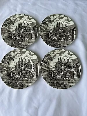 Myott Royal Mail Staffordshire Brown Dessert Plates (Set Of 4) 6 3/4” • $18