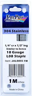 L08SS 1/2  Leg X 1/4  Stainless Steel Narrow Crown Staples 1000 Count • $23.54