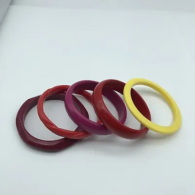 Vintage Bangles Lot Colorful Plastic Bracelets • $12.74