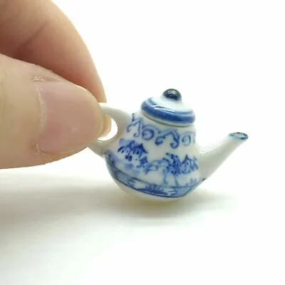 Ceramic Teapot Coffee Pot Miniature Chinese Porcelain Scenic Painted - TP037 • $4.05