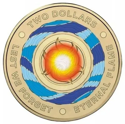 2018  $2 Lest We Forget Eternal Flame Australian Coloured Two Dollar Coin Circ • $6.95