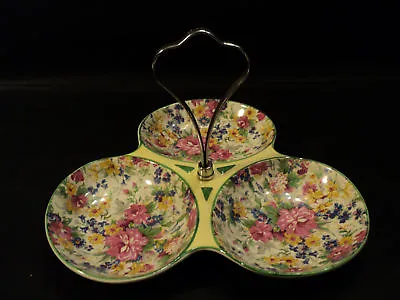 MIDWINTER  SPRINGTIME  CHINTZ CONDIMENT TRAY W/ HANDLE • $349.99