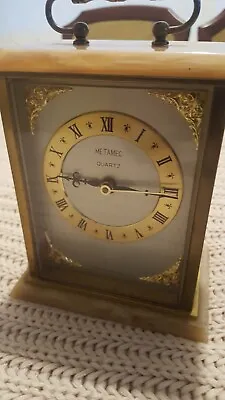 £11.99 • Buy Pre-Owned Carriage/Mantle Clock With Marble Style Effect By Metamec