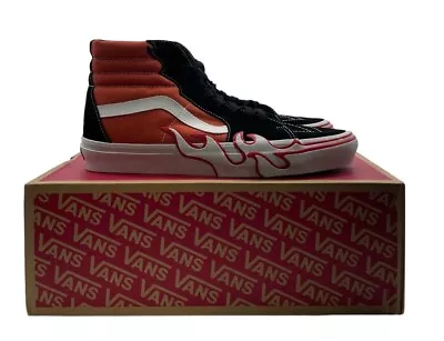 Vans Sk8-Hi Flames Mens Causal Skate Shoe Red Black White Sneaker Trainer NEW • $63.99