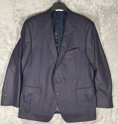 Samuelsohn Men's  Sport Coat Brown Houndstooth Blue Brown Black Check 48 Regular • $48.99